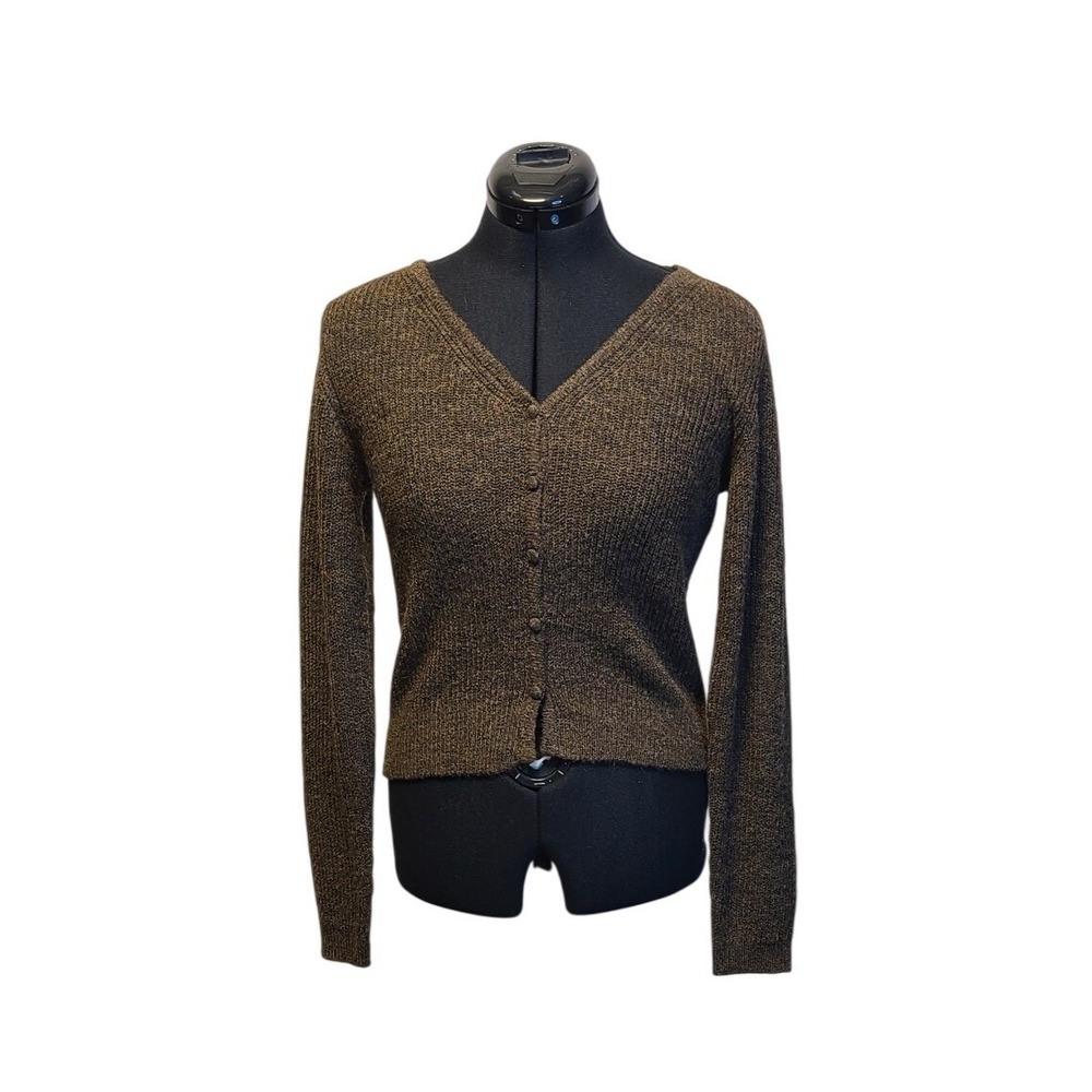 Wild Fable Womens Dark Brown Ribbed V-Neck Button Front Cardigan Sweater XS NEW